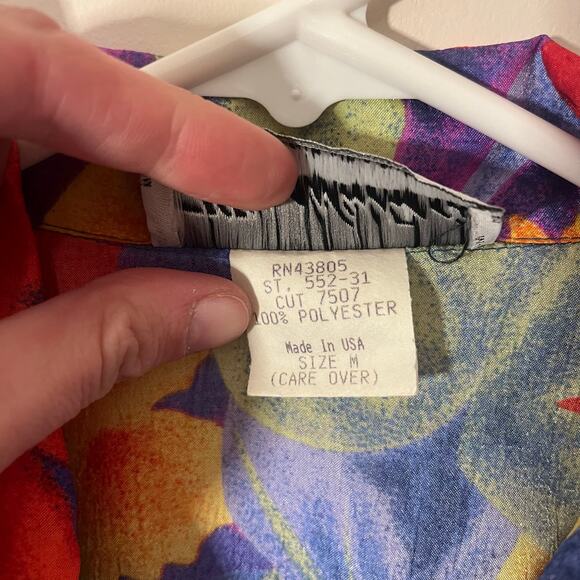 Vintage 1980s Joan Walters Floral Button-Up Blouse – Size M - Picture 10 of 11